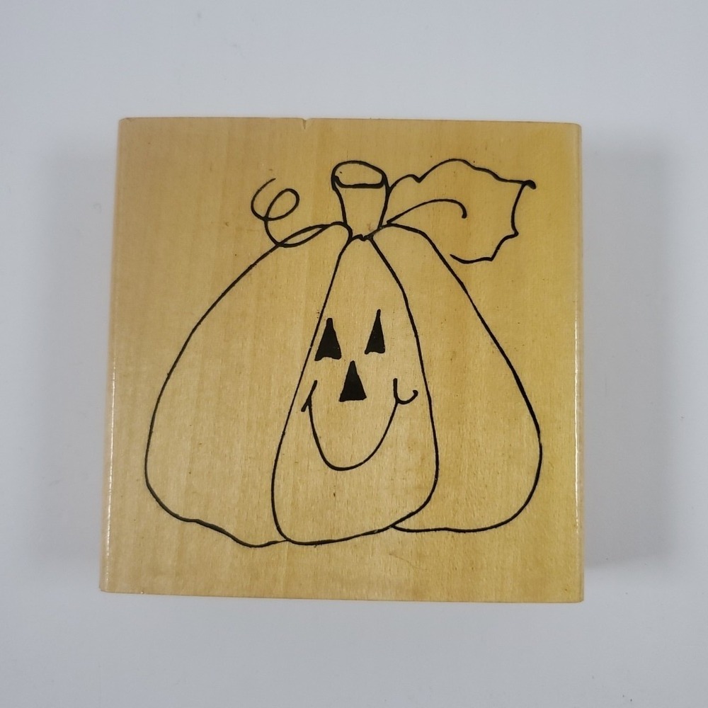 Anita's Halloween Pumpkin Jack O LAntern Rubber Stamp Wood Mounted